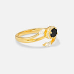 Oval Cut Black Onyx Engagement Ring with Halo and Marquise Side Stones - Additional view