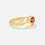 Oval Cut Garnet Engagement Ring with Halo and Marquise Side Stones - Additional view