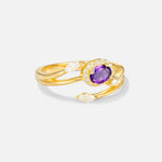 Oval Cut Amethyst Engagement Ring with Halo and Marquise Side Stones - Additional view