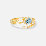 Oval Cut Aquamarine Engagement Ring with Halo and Marquise Side Stones - Additional view
