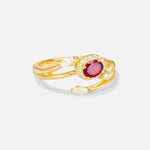Oval Cut Ruby Engagement Ring with Halo and Marquise Side Stones - Additional view