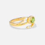 Oval Cut Peridot Engagement Ring with Halo and Marquise Side Stones - Additional view