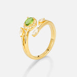 Oval Cut Peridot Engagement Ring with Halo and Marquise Side Stones - Additional view