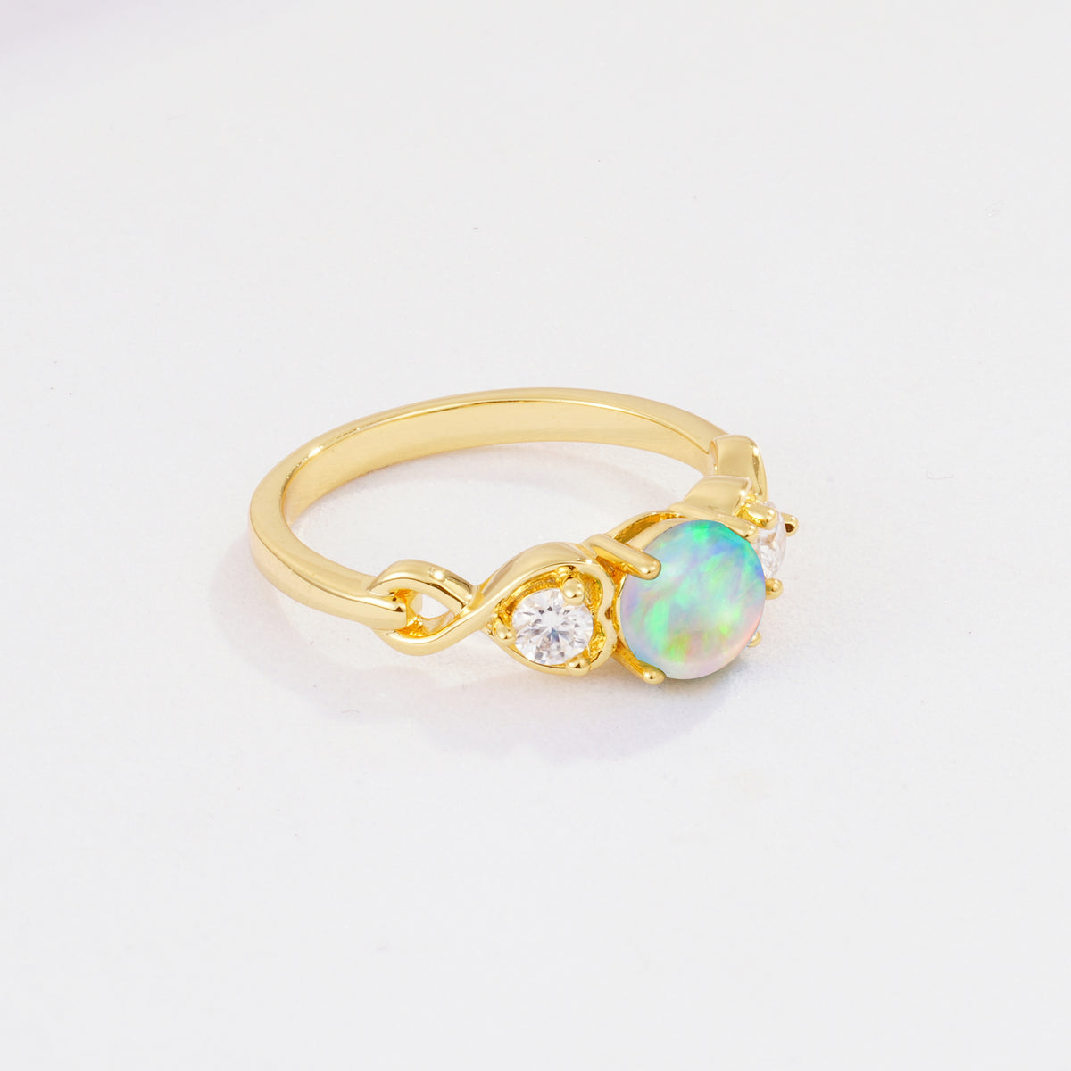 SR10658 Fire Opal Ring - White-Gold