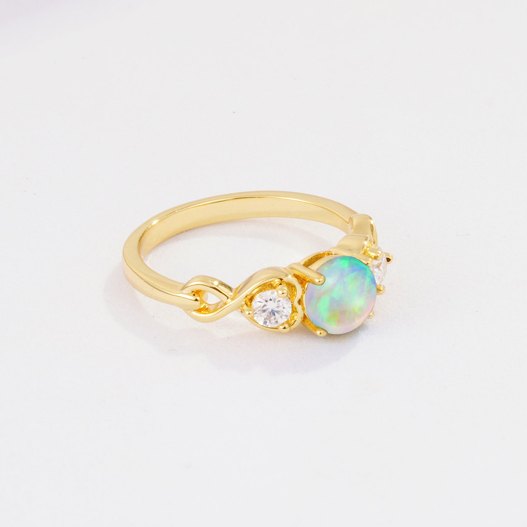 SR10658 Fire Opal Ring - White-Gold