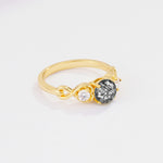SR10658 Black Rutilated Quartz Ring - White-Gold
