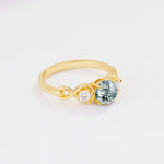 SR10658 Moss Agate Ring - White-Gold