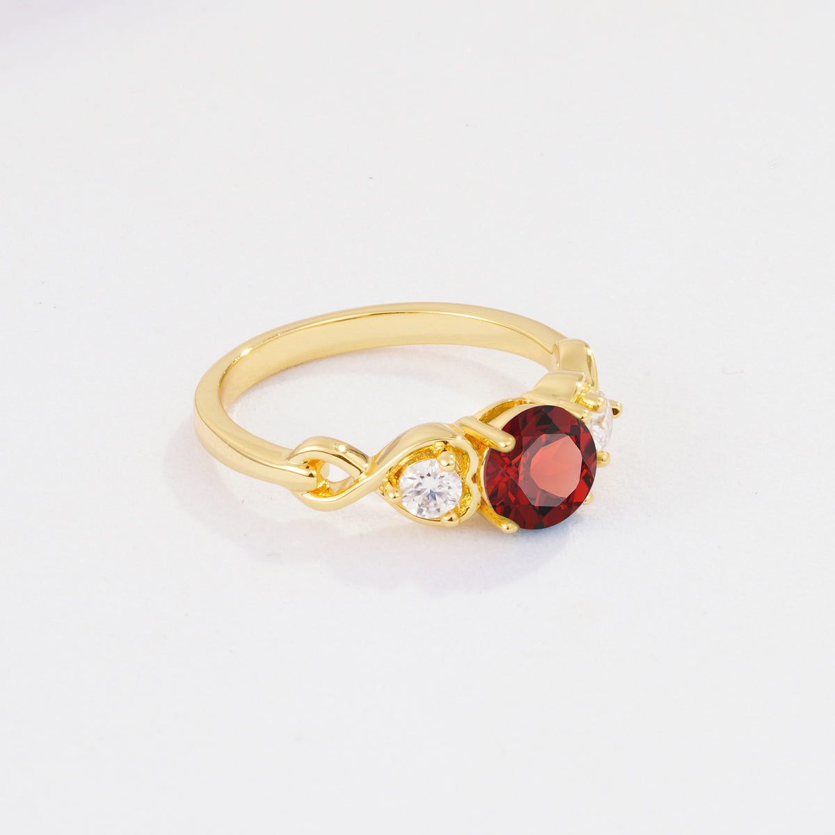 SR10658 Garnet Ring - White-Gold