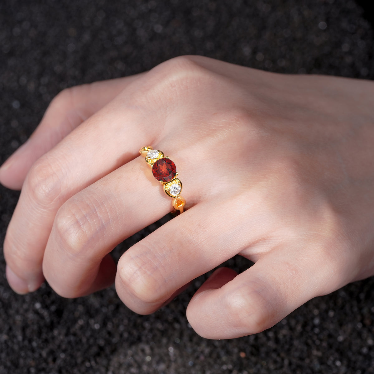 SR10658 Garnet Ring - Rose-Gold