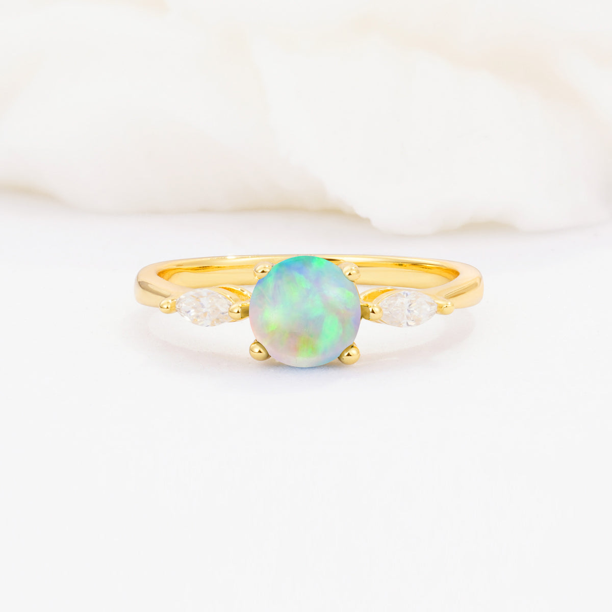 SR10909 Fire Opal Ring - Yellow-Gold