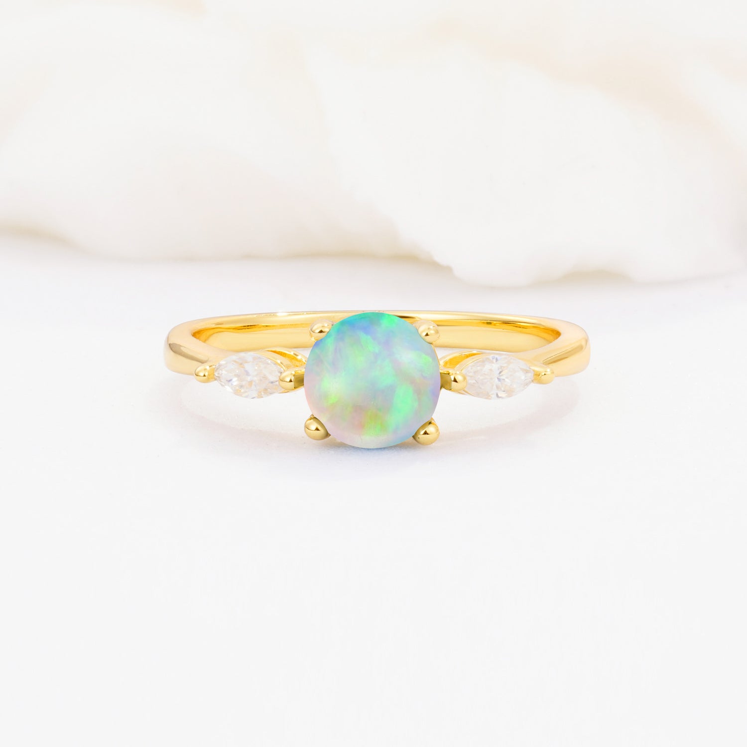 SR10909 Fire Opal Ring - Yellow-Gold