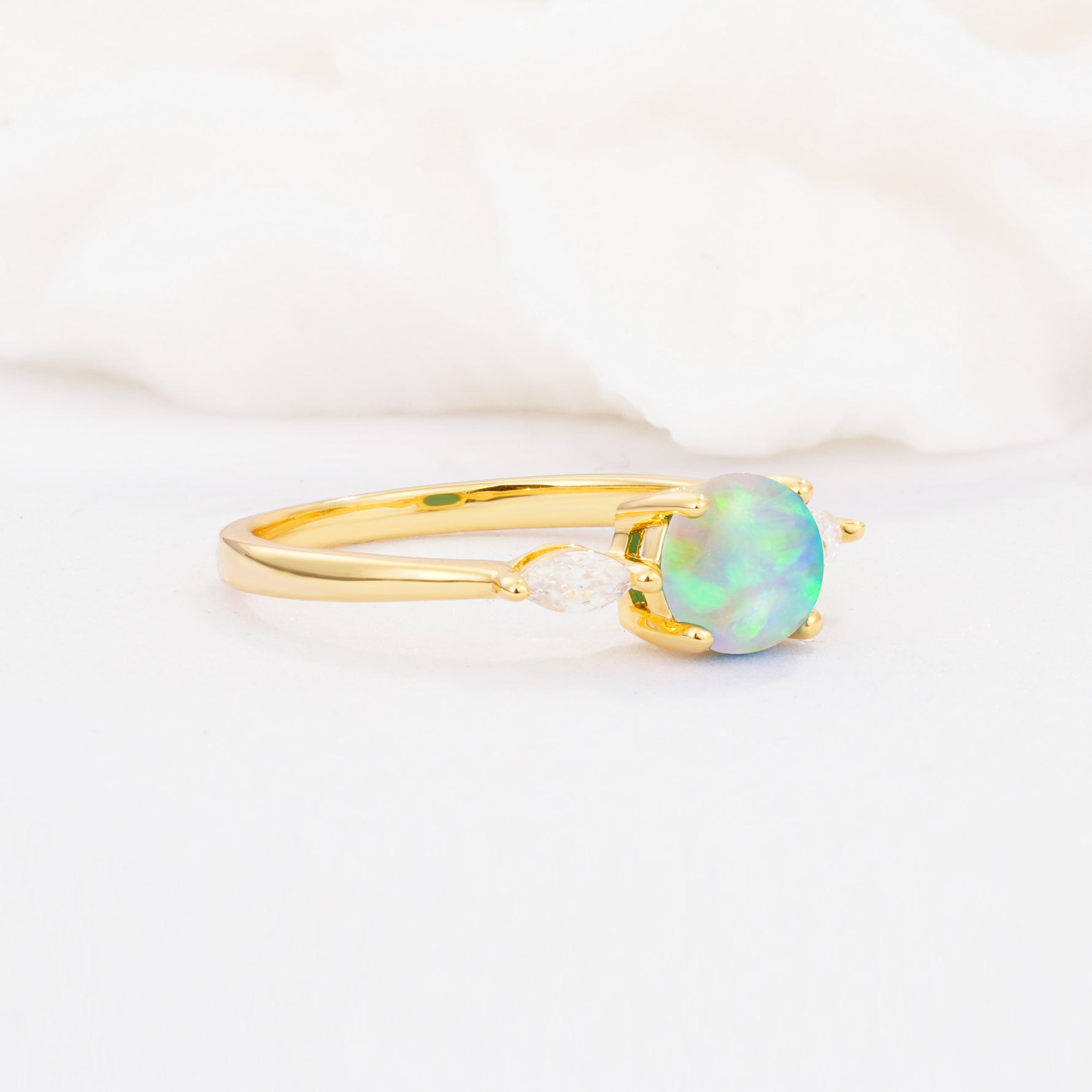 SR10909 Fire Opal Ring - White-Gold