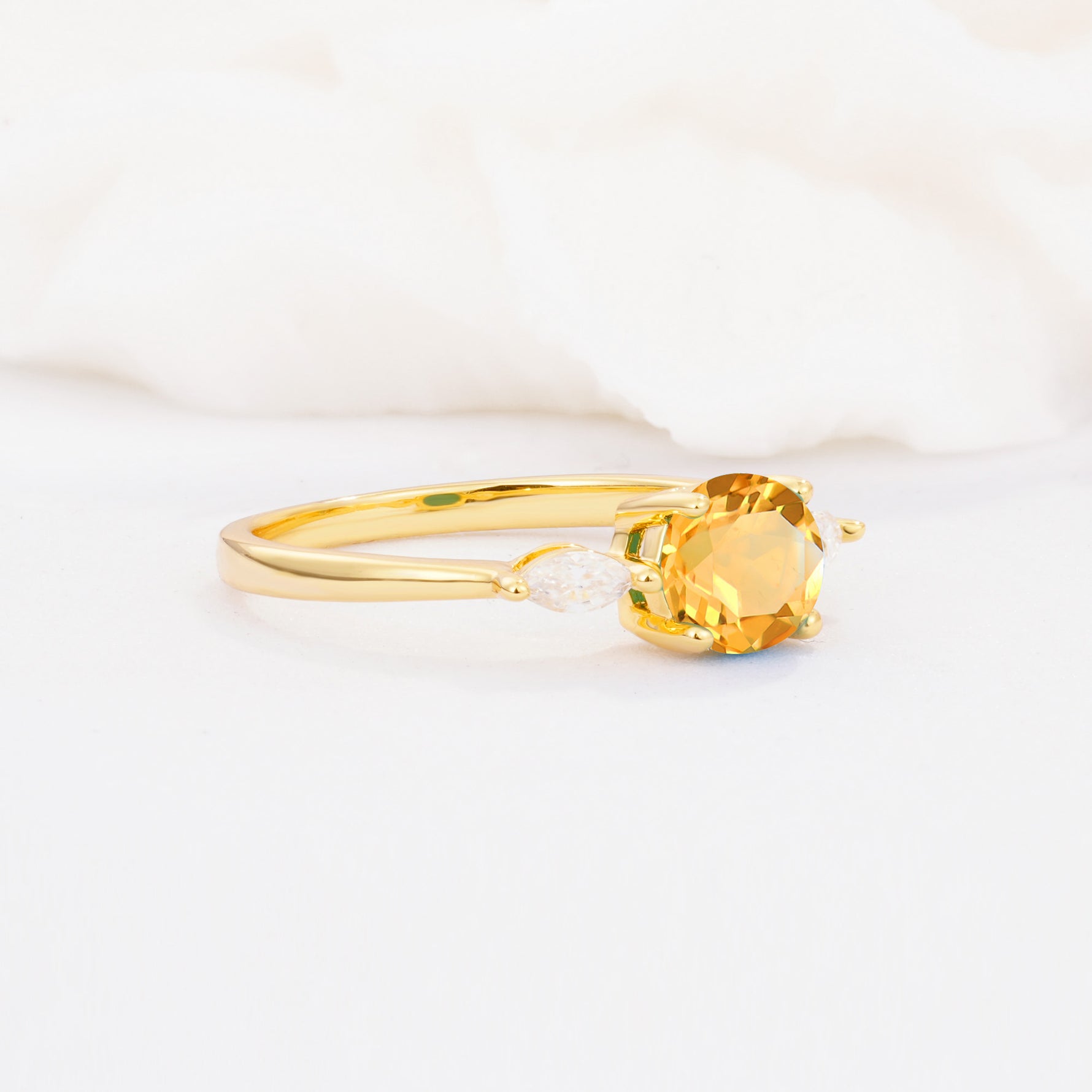 SR10909 Citrine Ring - White-Gold