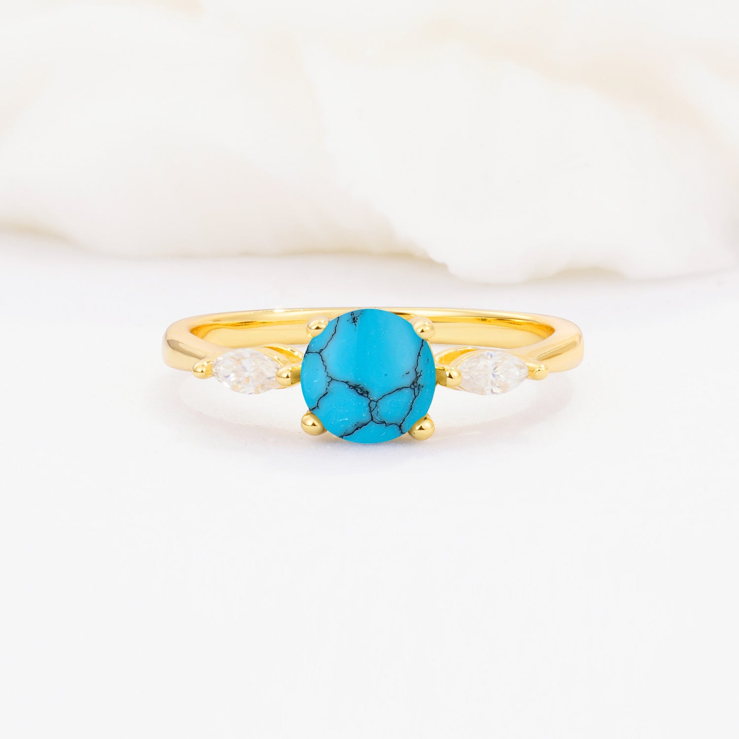 SR10909 Turquoise Ring - Yellow-Gold