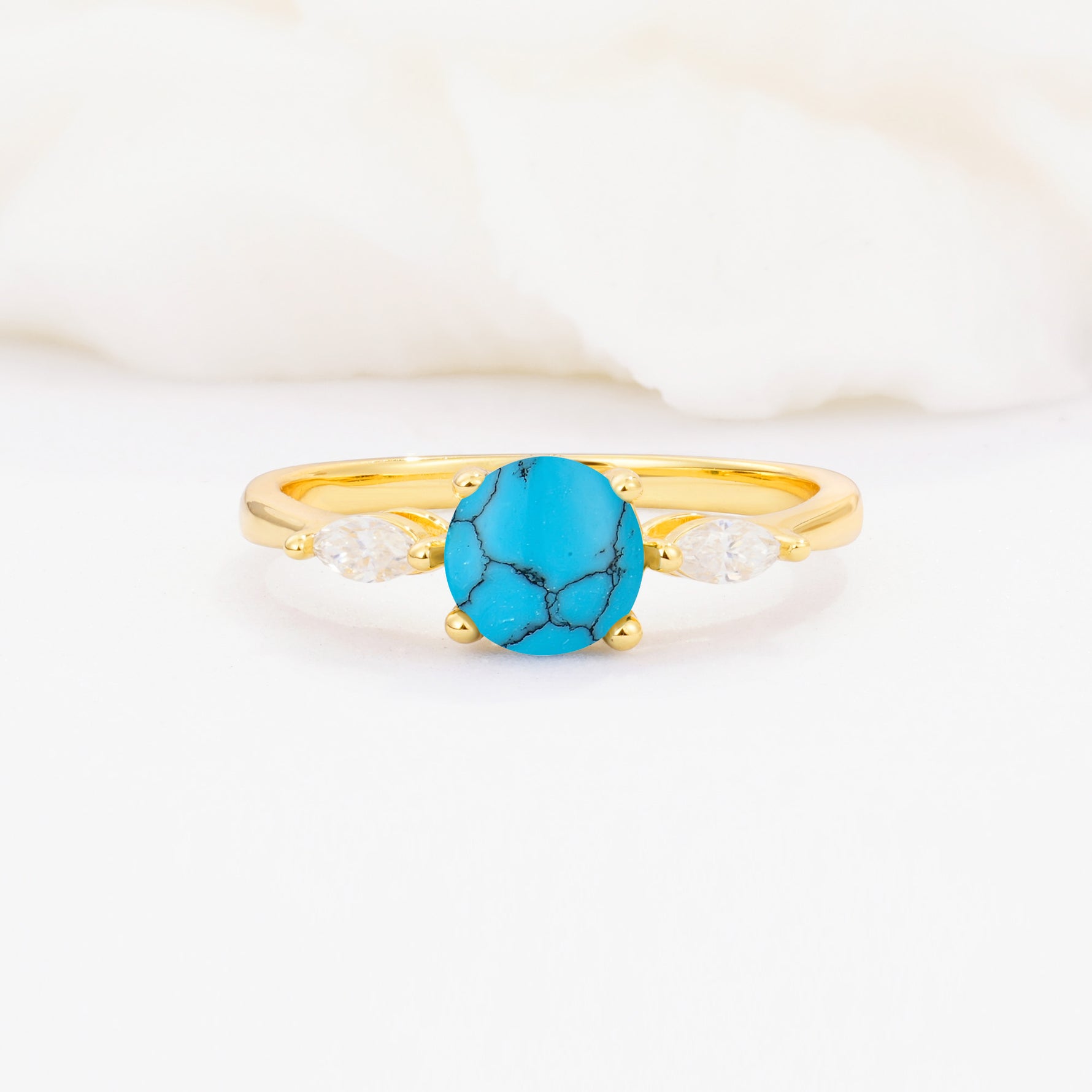 SR10909 Turquoise Ring - Yellow-Gold