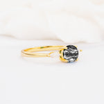 SR10909 Black Rutilated Quartz Ring - White-Gold