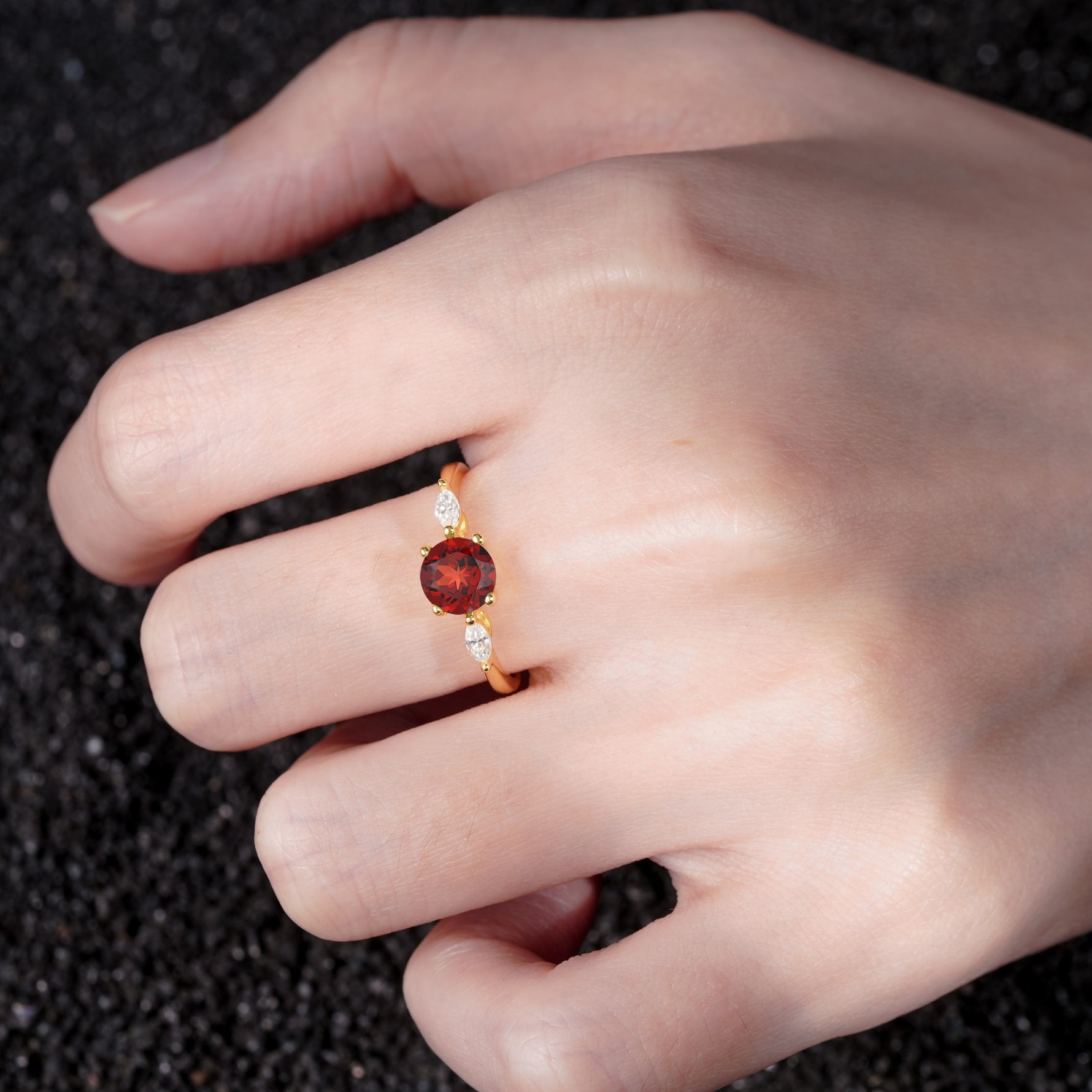 SR10909 Garnet Ring - Rose-Gold