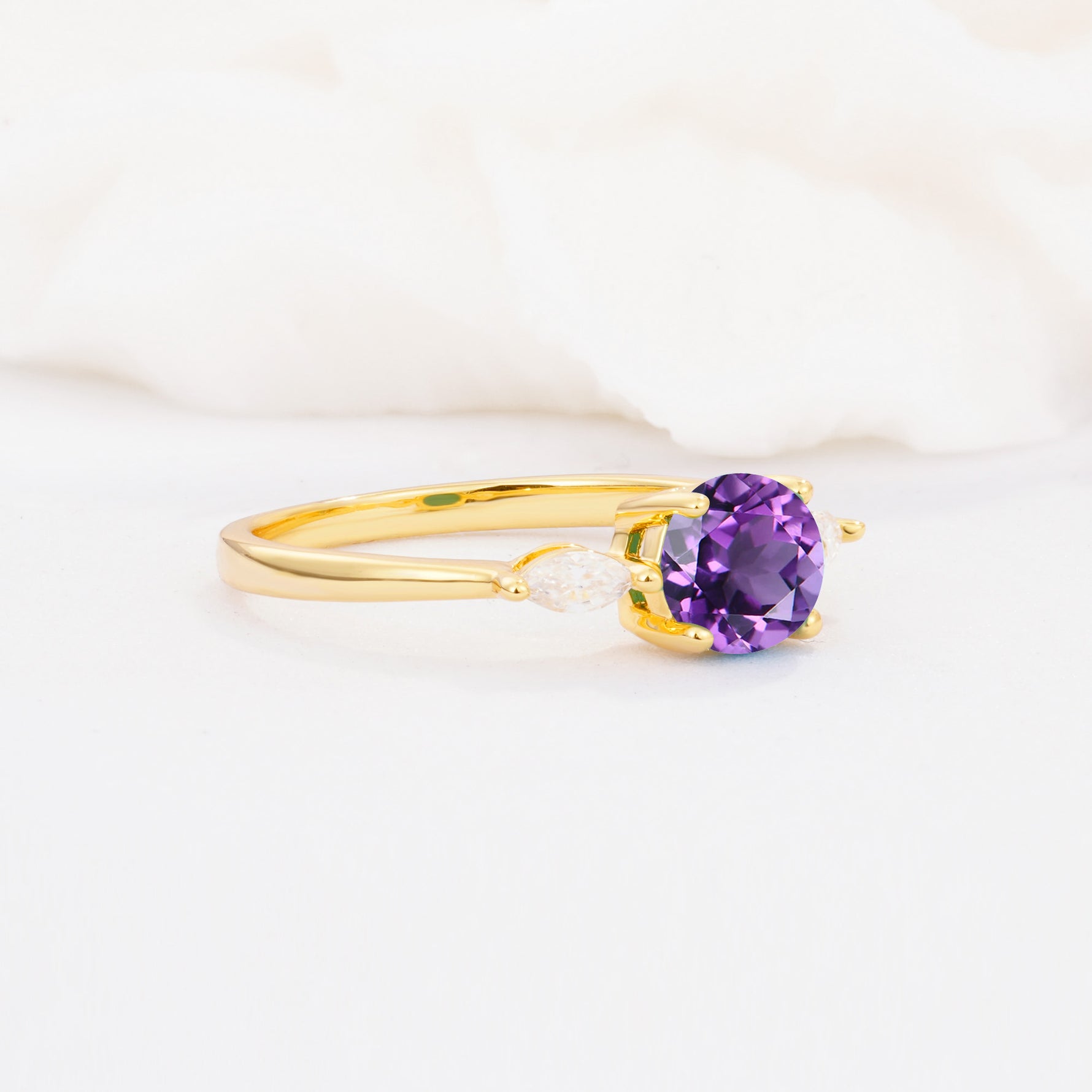 SR10909 Amethyst Ring - White-Gold