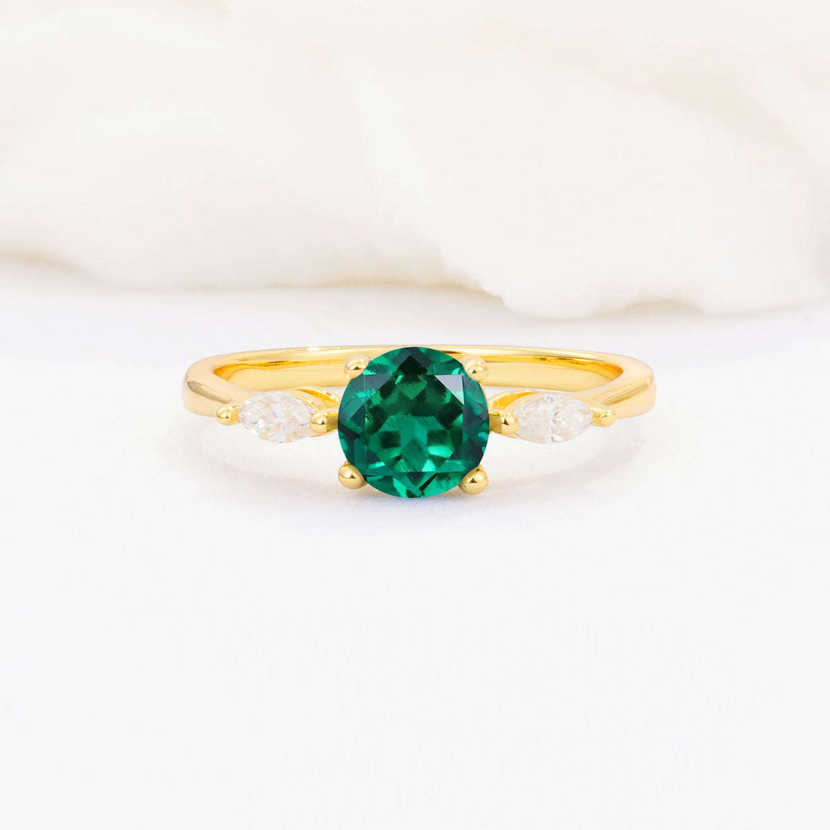 SR10909 Emerald Ring - Yellow-Gold