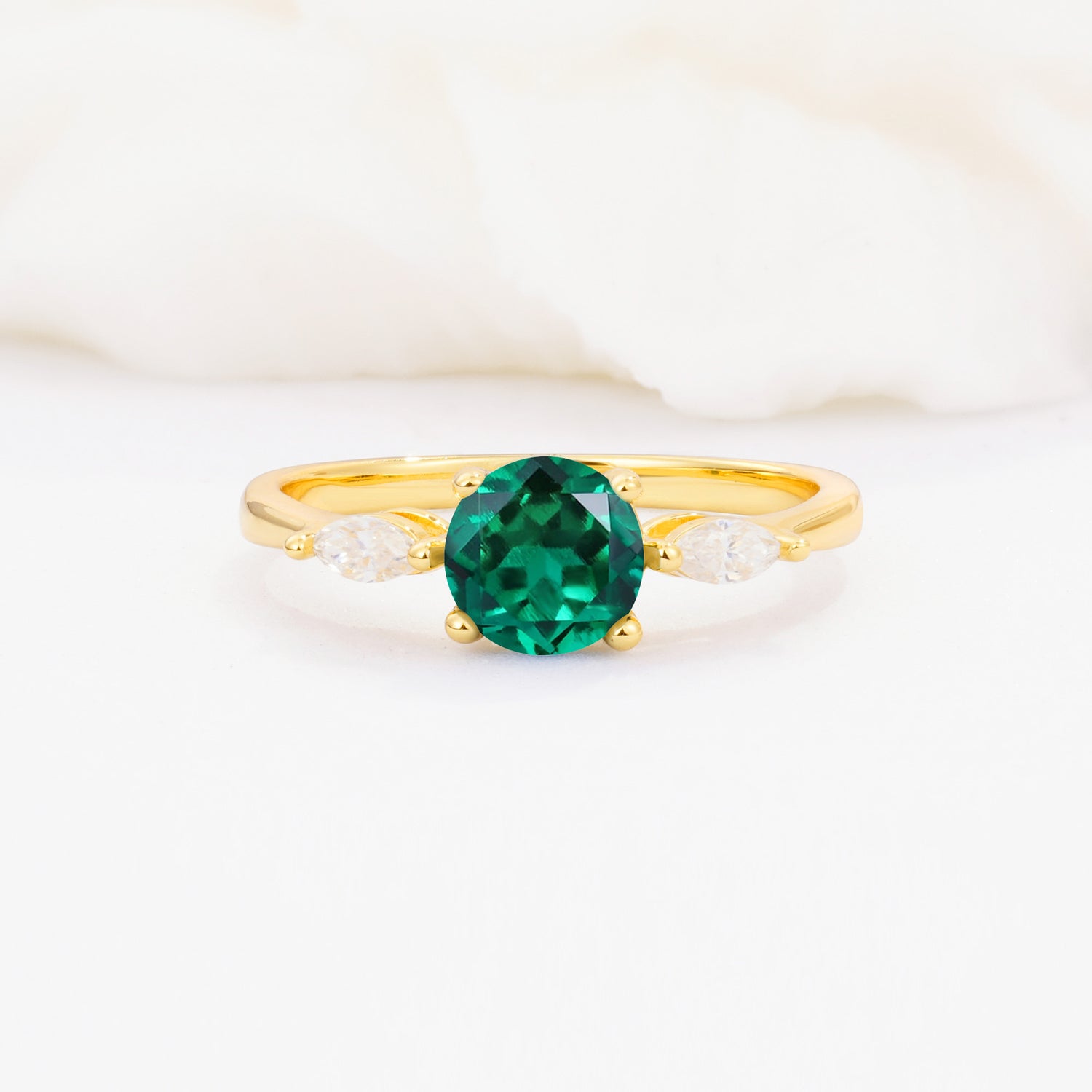 SR10909 Emerald Ring - Yellow-Gold