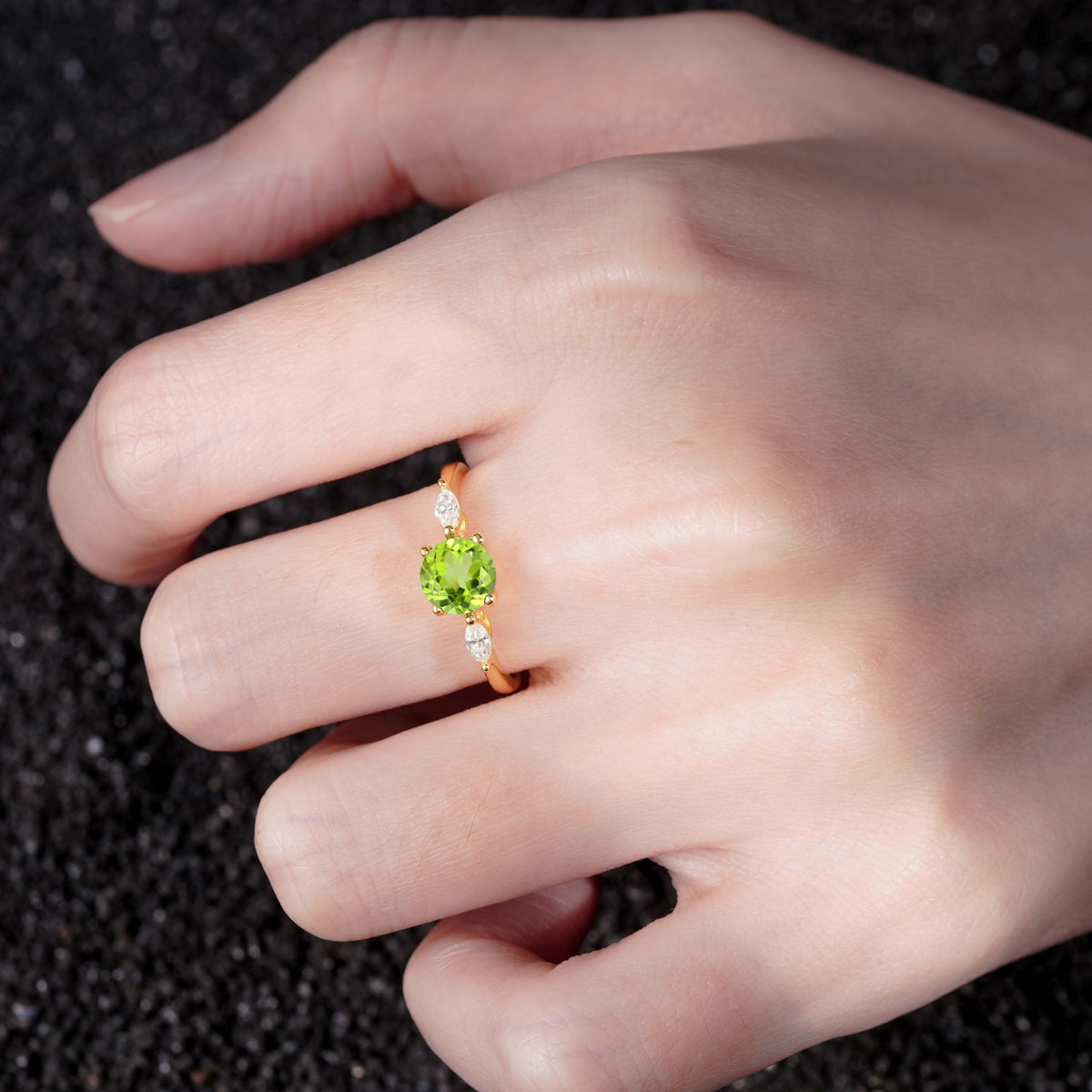 SR10909 Peridot Ring - Rose-Gold