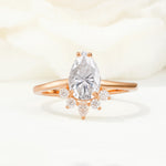 Pear Cut Moissanite Crown Engagement Ring with Accent Stones - Additional view