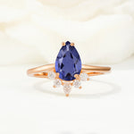 Pear Cut Tanzanite Crown Engagement Ring with Accent Stones - Additional view