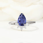 Pear Cut Tanzanite Crown Engagement Ring with Accent Stones - Additional view