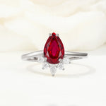 Pear Cut Ruby Crown Engagement Ring with Accent Stones - Additional view