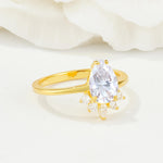 Pear Cut Moissanite Crown Engagement Ring with Accent Stones - Additional view