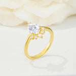 Pear Cut Moissanite Crown Engagement Ring with Accent Stones - Additional view