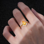 Pear Cut Citrine Crown Engagement Ring with Accent Stones - Additional view