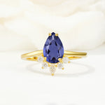 Pear Cut Tanzanite Crown Engagement Ring with Accent Stones - Additional view