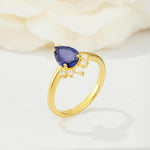 Pear Cut Tanzanite Crown Engagement Ring with Accent Stones - Additional view