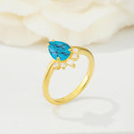 Pear Cut Turquoise Crown Engagement Ring with Accent Stones - Additional view