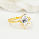 Pear Cut Lab Diamond Crown Engagement Ring with Accent Stones - Additional view