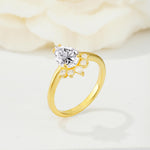 Pear Cut Lab Diamond Crown Engagement Ring with Accent Stones - Additional view