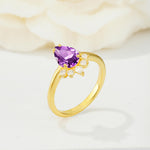 Pear Cut Amethyst Crown Engagement Ring with Accent Stones - Additional view
