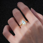 Pear Cut Aquamarine Crown Engagement Ring with Accent Stones - Additional view