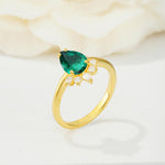 Pear Cut Emerald Crown Engagement Ring with Accent Stones - Additional view