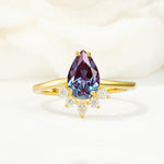 Pear Cut Alexandrite Crown Engagement Ring with Accent Stones - Additional view