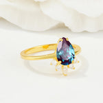 Pear Cut Alexandrite Crown Engagement Ring with Accent Stones - Additional view