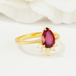 Pear Cut Ruby Crown Engagement Ring with Accent Stones - Additional view