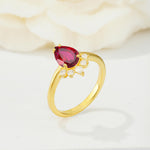 Pear Cut Ruby Crown Engagement Ring with Accent Stones - Additional view