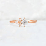 Princess Cut Moissanite Asymmetrical Cluster Side Stone Engagement Ring - Additional view