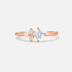 Princess Cut Moonstone Asymmetrical Cluster Side Stone Engagement Ring - Additional view