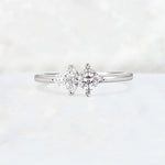 Princess Cut Lab Diamond Asymmetrical Cluster Side Stone Engagement Ring - Additional view