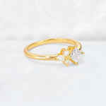 Princess Cut Moissanite Asymmetrical Cluster Side Stone Engagement Ring - Additional view