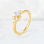 Princess Cut Moissanite Asymmetrical Cluster Side Stone Engagement Ring - Additional view
