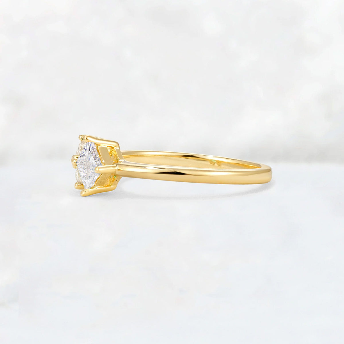 Princess Cut Moissanite Asymmetrical Cluster Side Stone Engagement Ring - Additional view